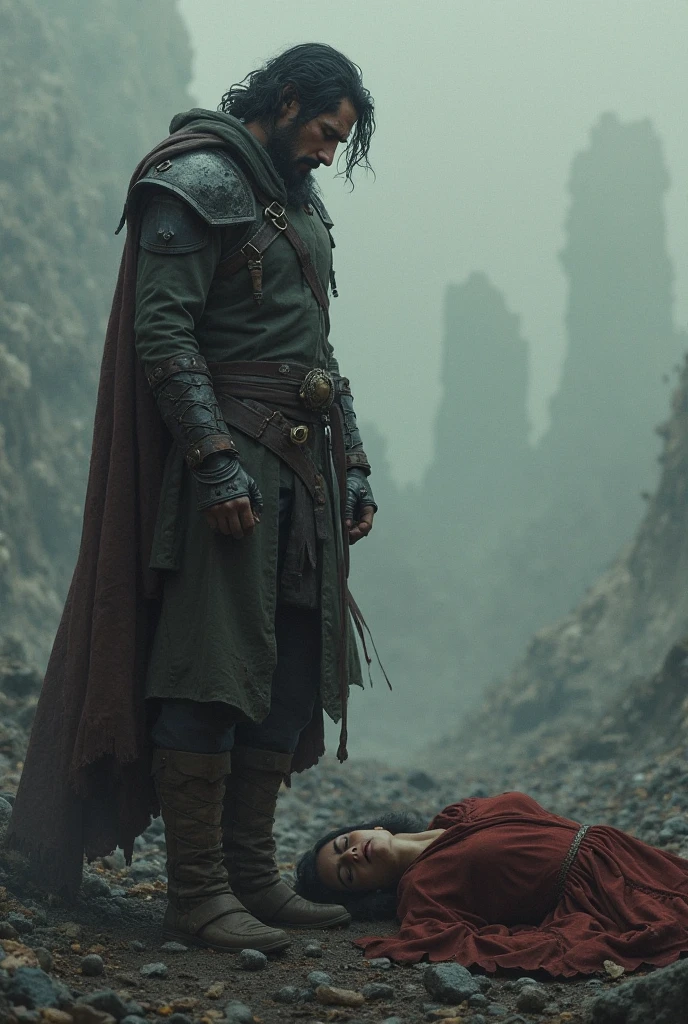 A warrior stabbing himself