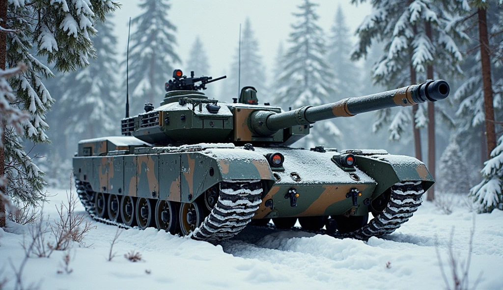 Armored Tank, forest camouflage color, Siberia, Russia, T-14 Armata Main Battle Tank, Wide angle, panoramic view, dynamic movement, vivid, (masterpiece, best quality, absurdres, ultra-detailed, intricate details:1.3)