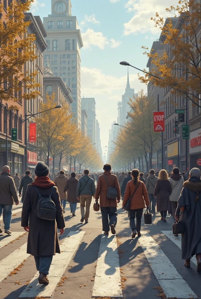 A busy street with a few people