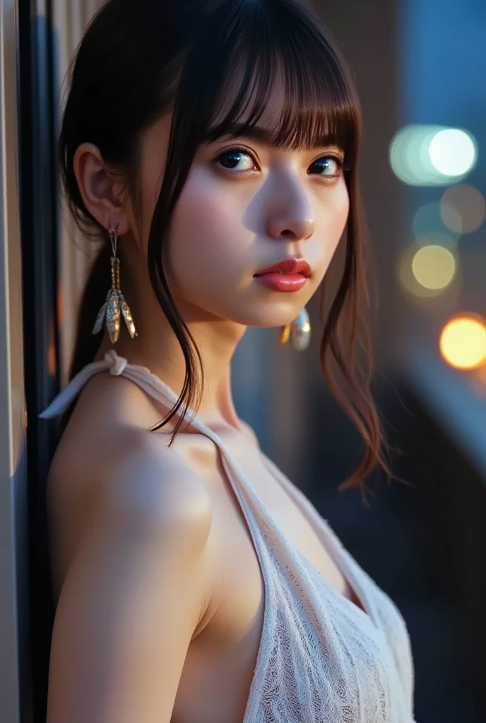 top-quality。8K-Picture。Ultra-high pixel。The background is the city at night。girl with。hair is long and slightly wavy,,,,,,,,,,,,,,,,,,,,,,,,,,,,,,,,,,,,,,,,,,,,,,,,,,,,,,,,,,,,,,,,,,,,,,,,,,,,,。The color is dark brown。Glamour style、((huge-breasted:1.8))。wearing red dress、Photos dancing brilliantly。Delicate finish overall。The body line is gorgeous。legs are long、Wear red high heels。((Hair shines like a reflection of the street。The eyeball reflects the surrounding landscape。The skin is wet with night dew))。Almost perfect woman。((time々In close-up of the upper body))。The second highlighted part々I want you to express it in close-ups。