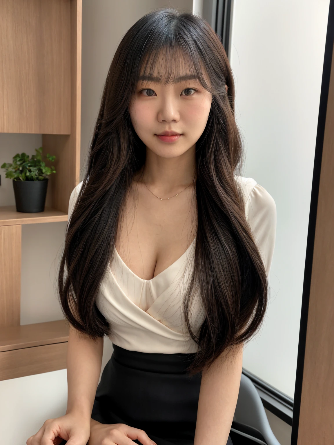 Naked on the bed in her room at home,Wearing black pantyhose