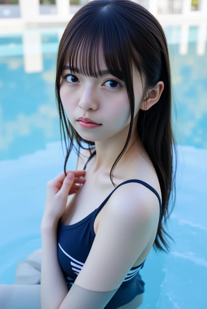 high quality、masterpiece、Super Resolution、beautiful girl、beautiful girl顔、Cute girl face、Poolside at night、Bunny girl、Bunny girlのコスプレをしている、whole body、Famous Japanese actresses、Very beautiful face