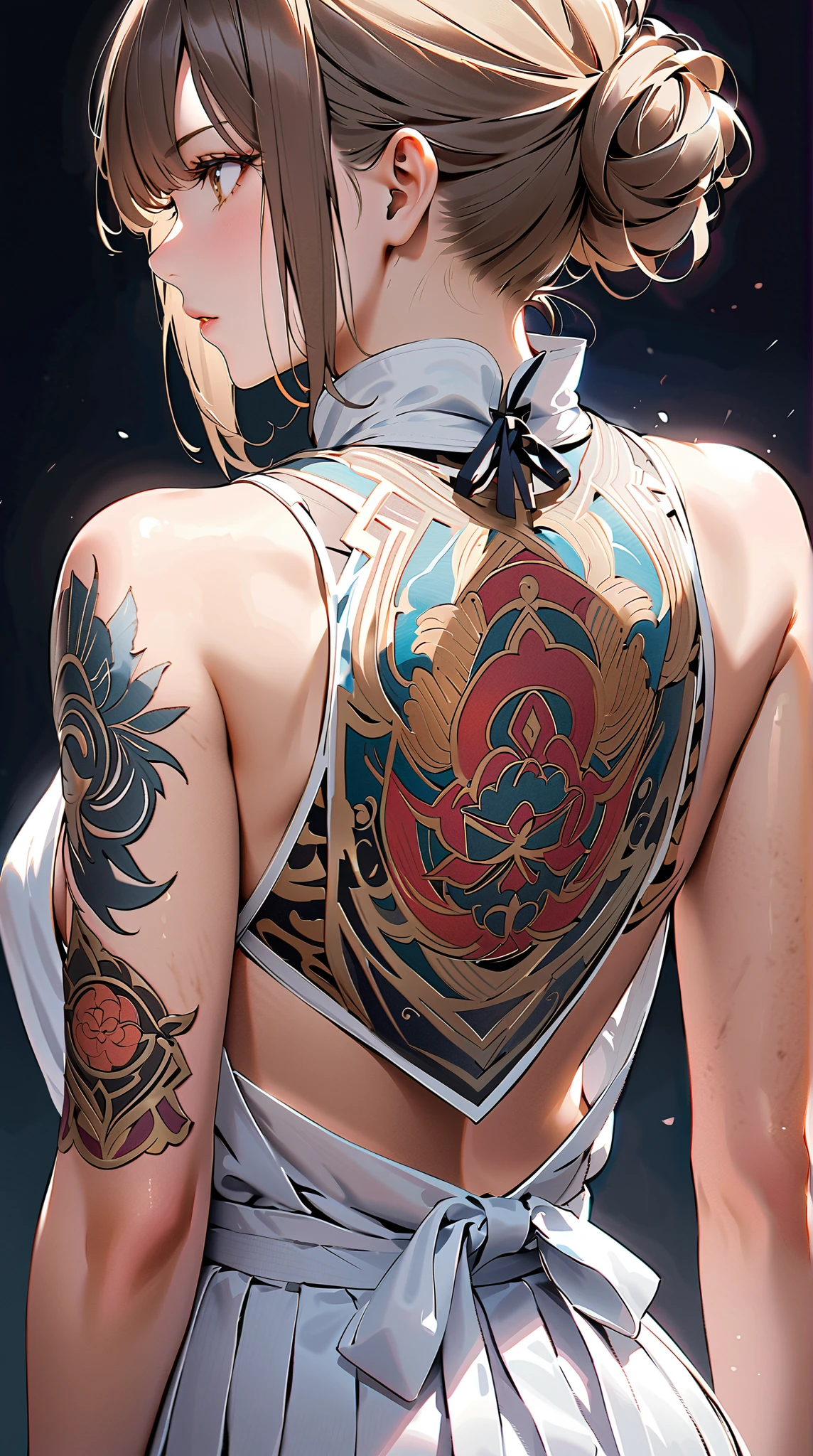 Android 18、Back Tattoo, look back, 超High resolution, retina, masterpiece, Super Detail, high quality, 最high quality, High resolution, 4K
