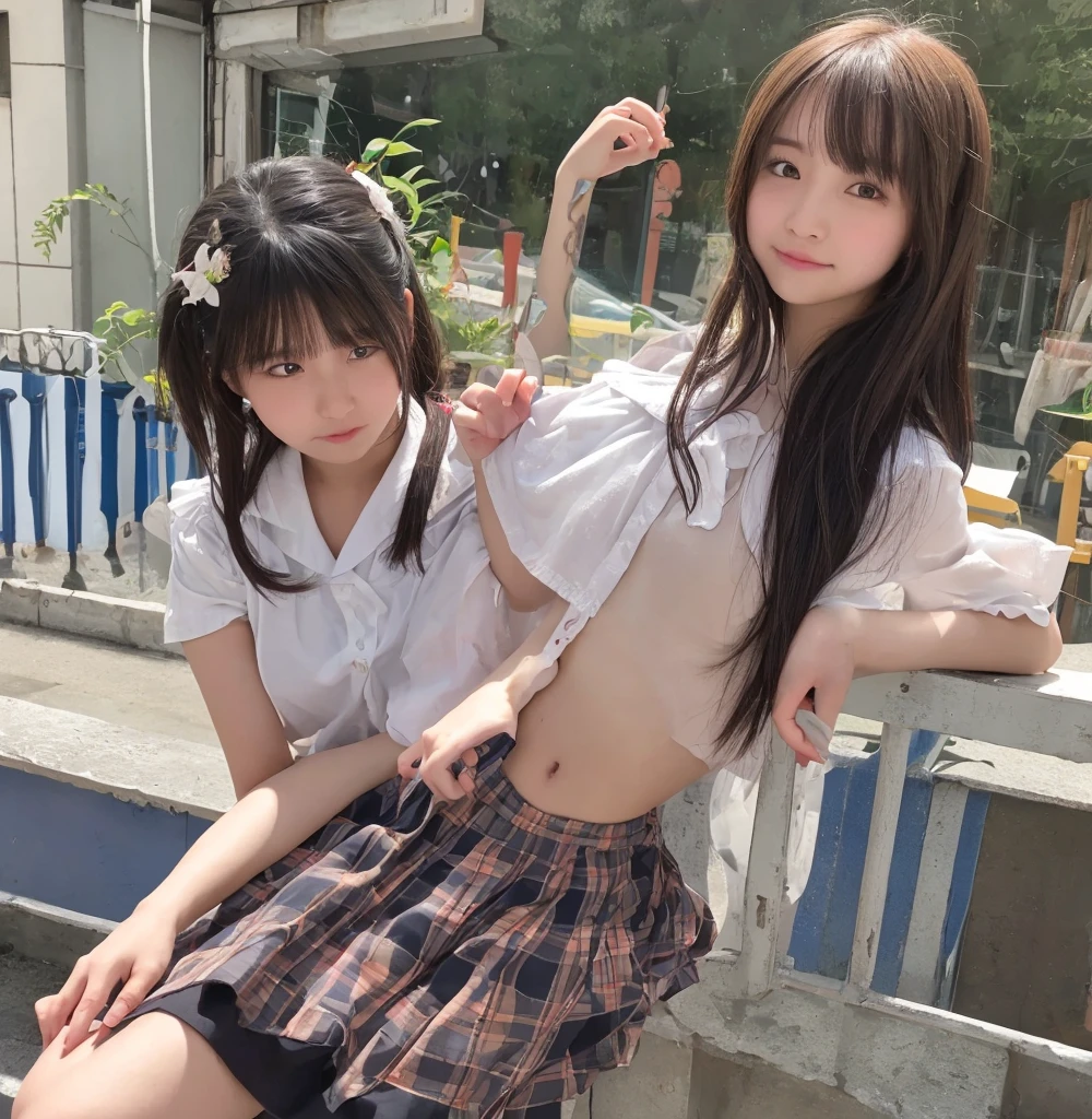 Magazine Cover:1.3、、(2分割photograph:1.3)、(Beautiful 9 year old Japanese female、summer、((Primary school students:1.3))、((primary school)),All are under 90cm tall:2.0、Spread your legs、squat、(Squat:1.3)、Showing off pussy:1.3), Cute face,(8K、Raw photography、Highest quality、masterpiece:1.2),(Black-haired、Curly Hair、ponytail:1.7),View Audience,Viewed from the front,erotic,(Super Sentai Series、She is wearing a red Pretty Cure costume.:1.6)、(Super Sentai Series、She is wearing a blue PreCure costume.:1.6)、Thin chest、Small nipples、Small breasts、(Slim figure:1.3)、Ultra-high resolution,beautiful,beautiful 顔、,(alone, alone、 background:1.9),whole bodyボディー,、(black eye、Japanese women: 1.3),(Photorealistic:1.37)、Photon Mapping,reality、(Baby-faced and cute: 1.3)、(Cute Smile: 1.7)、With a round face、Physically Based Rendering、Depth of field rally background、photograph, (I can see your knees,Thigh close-up、The blue skirt is too short、Spread your legs、Showing off pussy:1.3),whole body、Super quality、(((There are many adult Yakuza men around the girl.:1.5)))、whole body撮影、、Full Body、From below、Put your hands behind your head