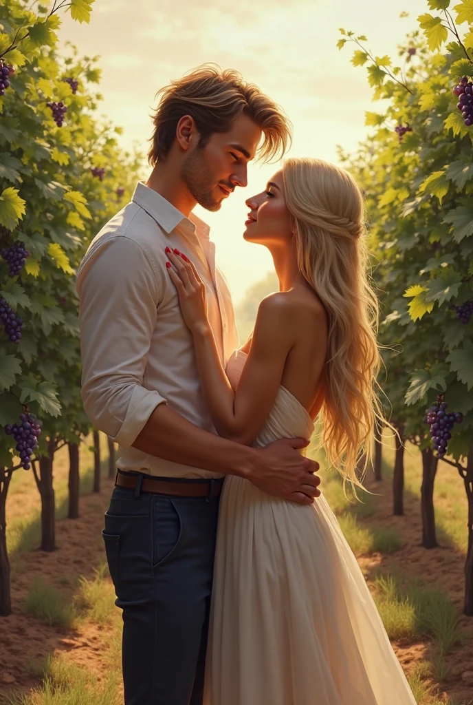 25 YEAR OLD MAN AND PREGNANT WIFE, FAMILY, LOVE, ROMANCE, ROMANTIC, FLOWERS, NIGHTTIME, MOONLIGHT, NATURE, ROSES, NATURE, 8K, detailed matte painting, deep color, fantastical, intricate detail, splash screen, complementary colors, fantasy concept art, 8k resolution trending on Artstation Unreal Engine 5", GOLDEN HAIR, CAUCASIAN, BLUE EYES, Italy