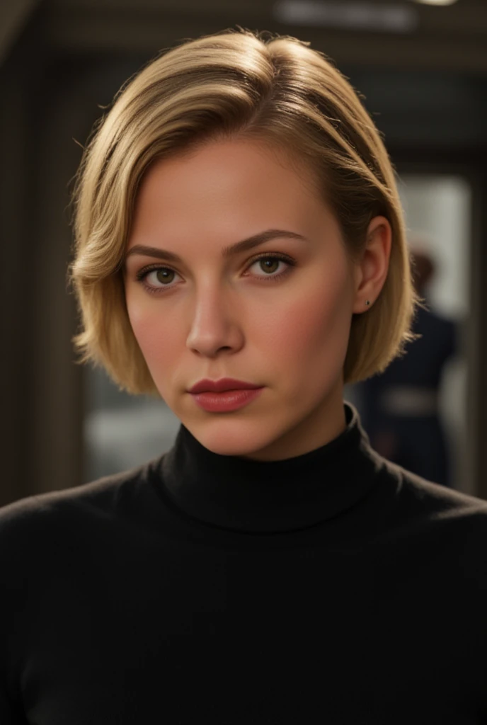 photo of extremely sexy (emb_ctheron:0.99), a woman as a sexy student, closeup portrait upsweep updo, (Army Green tight long sleeve turtleneck top), at a cantina sitting bar (masterpiece:1.5) (photorealistic:1.1) (bokeh) (best quality) (detailed skin texture pores hairs:1.1) (intricate) (8k) (HDR) (wallpaper) (cinematic lighting) (sharp focus), (eyeliner)