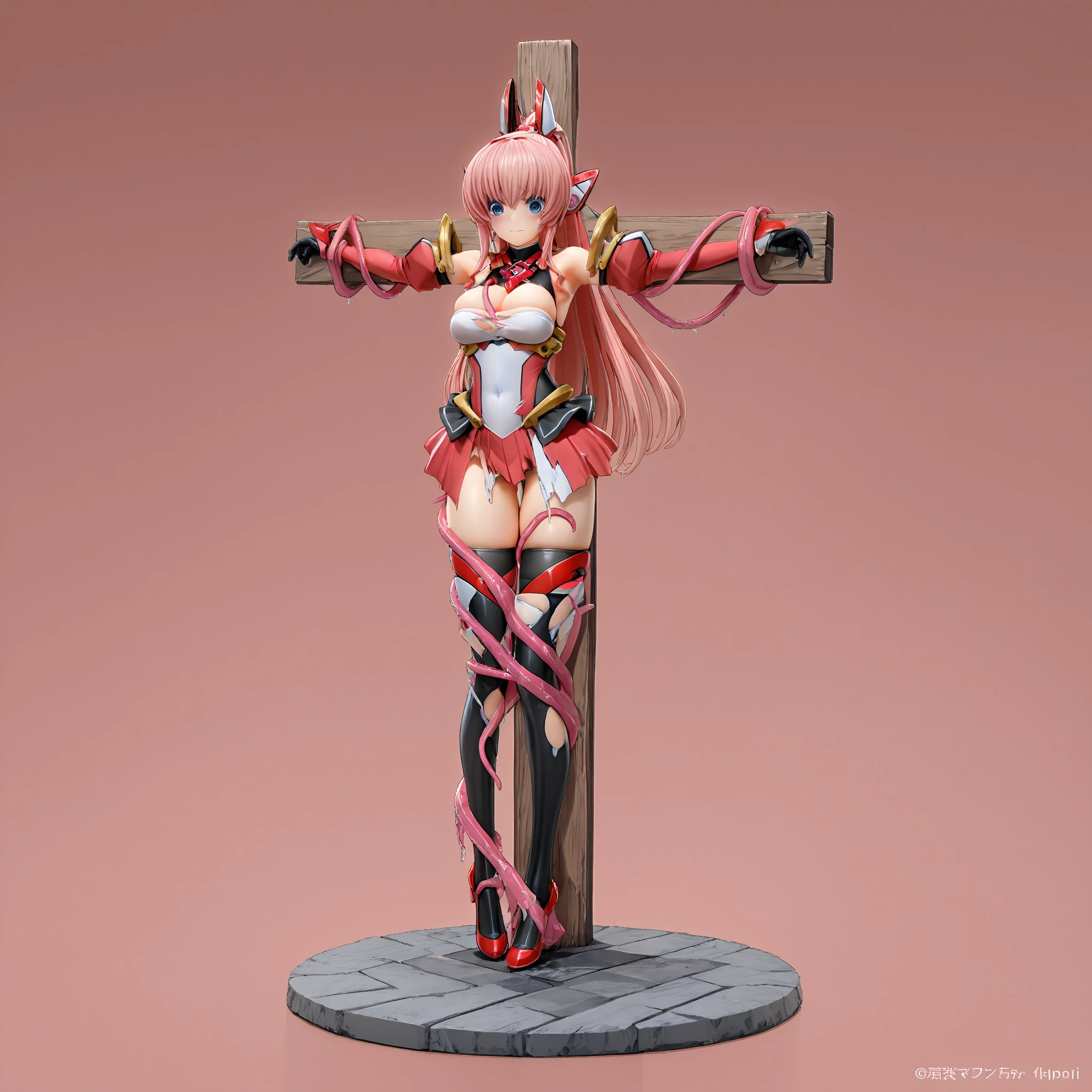 highest quality，masterpiece，8K，(Beautiful woman)，一人のBeautiful woman，((crucifixion))，cross，(execution)，incontinence，scared，torture，slave，((crossにcrucifixionにされた女性：1.5))