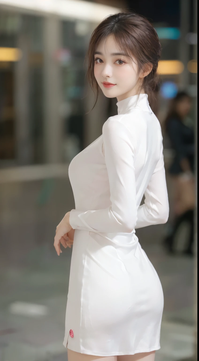 ulzzang-6500-v1.1, (original photo: 1.2), (photo fidelity: 1.4) best quality, masterpiece, illustration, extremely delicate beauty, extremely detailed, CG, unified, 8k wallpaper, stunning, exquisite details, masterpiece, best quality, official art, extremely detailed CG uniform 8k wallpaper, beautiful detailed eyes, glowing face, movie lighting, 1 girl, [white leather jacket: pink leather jacket: 0.3], [black garter: purple garter: 0.5], Perspective, Looking at the Audience, Gentle, Outdoor, Chinese Woman, Pout, Chinese Costume, Depth of Field, Lace Gloves