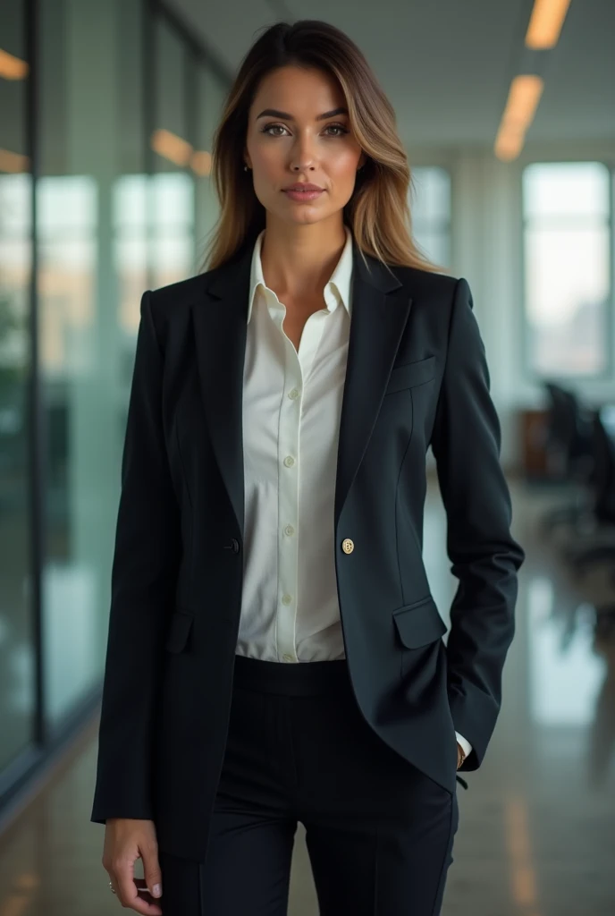 (masutepiece,High quality,16k:1.1),(depth of fields:1.3) ,((front body:1.35)), Ukrainian ,Woman, blonde,makeup,((business suit, black vertical striped pencil skirt )), voluptuous, thicc,(arms crossed:1.5) (wetting herself:1.5), (desperation:1.75),standing ,necktie peeing self, wetting her clothes
