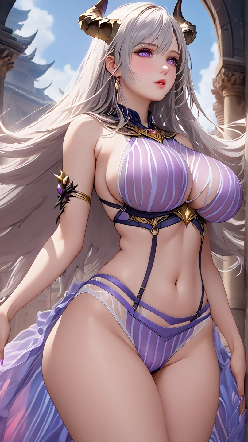 realistic, 1 women, best quality, 12k, HD, long hair, big round breasts, cleavage, ponytail, necklace, jewelry, shorts, short jacket, slim hips, hair tie, yellow eyes, black hair, super detailed, Eye details, hair details, person details, mouth details, face details, breast details, clothes details, hair details, pants details, hand details, whole body