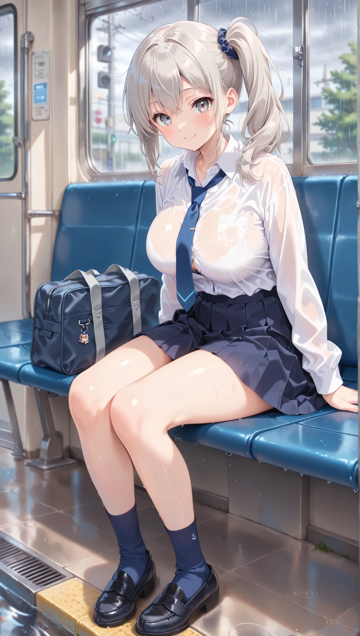 pieces fly、masterpiece、highest quality、Super detailed、High resolution、High resolution、8K portrait、Unity 8k壁紙のHigh resolutionCG、unity 8k wallpaper、cute type little:1.5、:1.5、Highly detailed CG unity 8k wallpaper、realistic、real person、cute type little、 portrait photography、shiny skin、High resolution、(:1.2)、(1 girl)、beautiful clear eyes、very detailed explanation、delicate face、nice lips、slender body、medium breasts thin waist、thin legs、(on the train:1.6)、1 girl, cute type, perfect face, seriously, (blush:1.5),(silver long hair:1.2),((there are many people nearby:1.4)),Middle milk is the same,((school uniform:1.2)),(((clothing lift:1.5))), (((I have nipples))), Detailed description vagina,show vagina,spread legs,spread ,((Orgasm in the vagina:1.5))