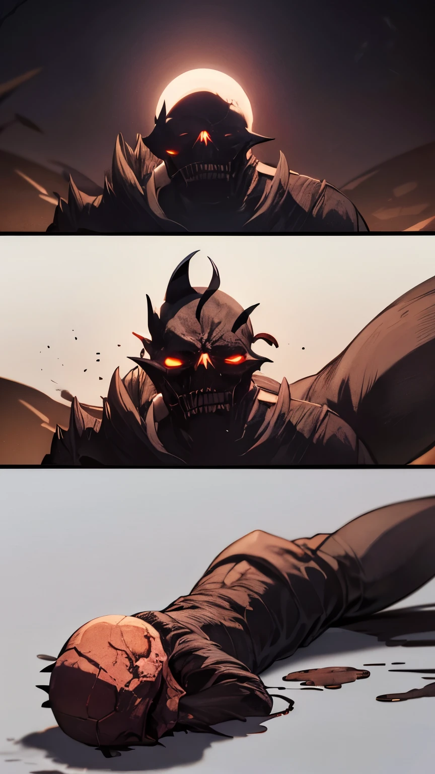 pintura de um homem com uma boca grande e um rosto grande, Zombie attack during WW2, as an ugly titan, eerie nostalgic concept art, humanoide com dentes tortos, Homem de pele marrom com um sorriso gigante, cursed images, gigante imponente feito de zumbis, resident evil virus concept art, big titan creature in the center, a disembodied head screaming