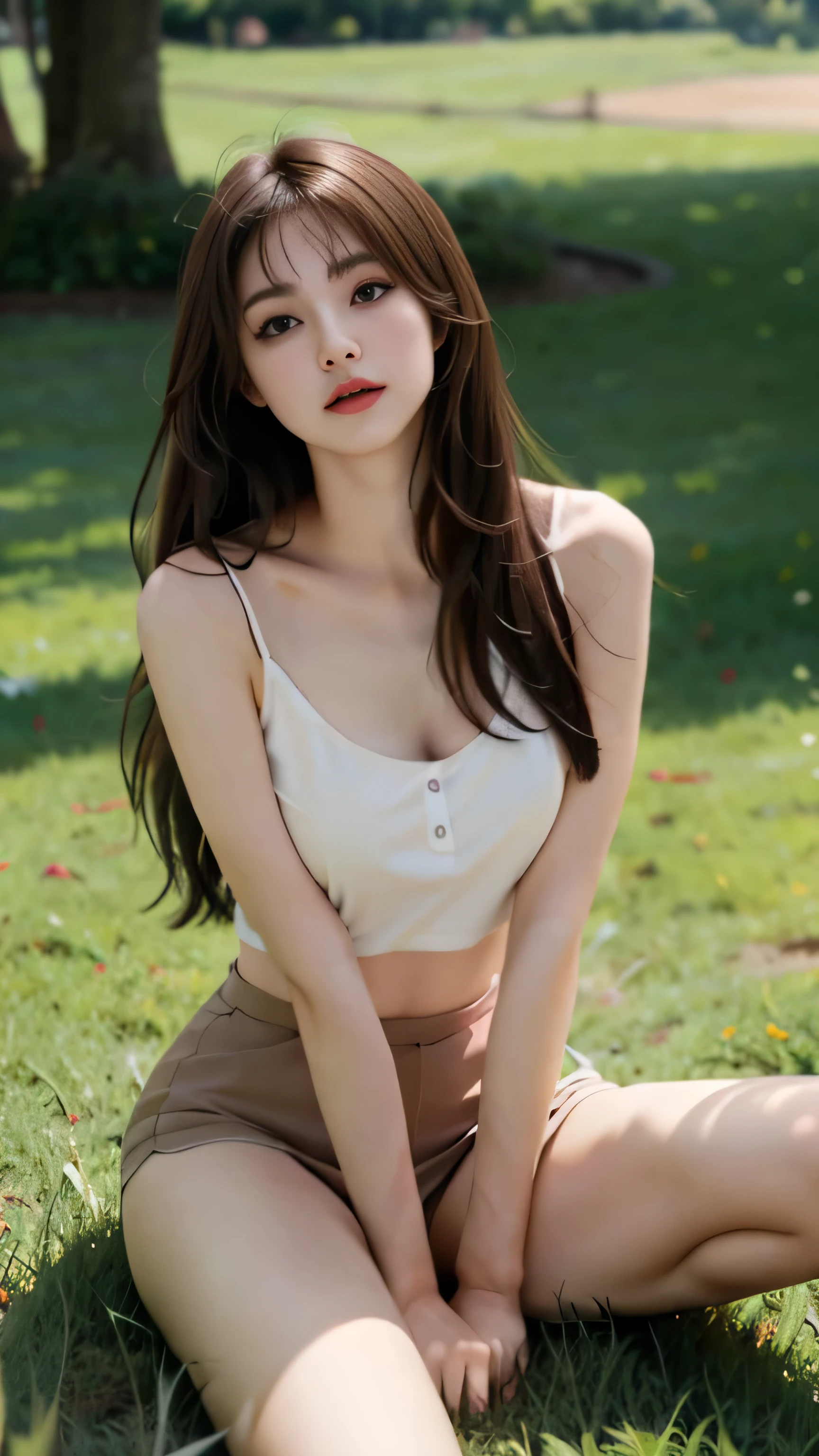 Model photo, close-up of white sandals, bare feet of woman wearing sandals, pale skin tone, high texture, meadow on background, natural light ((medium-breasted, 15-year-old girl, small head)), (((15)) sunlight, sunlight, (perfect body: 1.1), (young), (short wavy hair: 1.2), full body shot, (girl in uniform: 1.4, pleated skirt, button-up shirt) (School uniform)), (Highly detailed CG 8k wallpaper), (Very delicate and beautiful), (Masterpiece), (Best Quality: 1.0), (Ultra High Definition: 1.0), Beautiful lighting, perfect lightning, realistic shadows, [Hi-Res], Skin Detail, Ultra Detailed, (Spread Legs)), (Legs Up), Slim Body), Stooped, Large Earrings, Thighs, (Beautiful Long Hair), , Thin Clavicle, Soft Navel, Soft midriff, soft back, angle from above, sweaty, beautiful breasts, blush, photorealistic, realistic face, realistic eyes, small eyes, grin (colorful))) (((cleavage))), (freckles), (eyeliner), (mascara), ((thick white liquid on the body)), (spread the thighs)), (thick white liquid dripping from the body)))), (( Put your hands on your thighs)), (((stick between your breasts)))