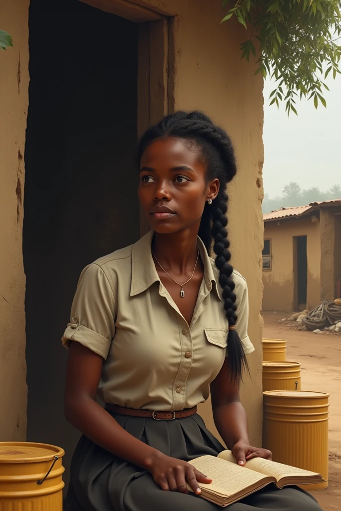 8k,ebony carmale complexion woman. Sticking her tongue out. Wearing a teacher coslay uniform . Huge fake . Huge ass., 35mm, anamorphic, lightroom, cinematography, film grain, HDR10, 8k hdr, Steve McCurry, ((cinematic)), RAW, color graded portra 400 film, remarkable color, . Bleak, post-apocalyptic, somber, dramatic, highly detailed