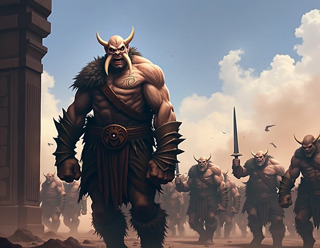 concept art Cinematic scene, hero view, d4b barbarian <lora:diablo_4_barbarian_xl_v1:1>, action pose, detailed background, masterpiece, best quality, high quality, absurdres . digital artwork, illustrative, painterly, matte painting, highly detailed