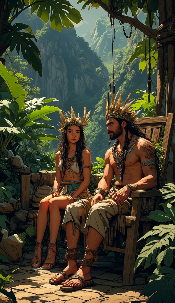 The characters in the book Iracema by José de Alencar, the indigenous Iracema, the indigenous Irapuã and the Portuguese colonizer Martim, the third man needs to be a man with blond hair and a colonizer