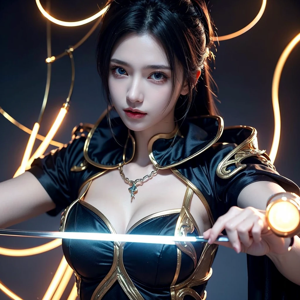 female, Holding a black sickle emblazoned with a symbol of Japan signifying death, Black flames emerge from the decoration., A dragon came out of it、A black wind blows with the ghost of a skull, Judy female with perfect face and scythe is wearing the appropriate outfit of scythe steel, The female has black hair, The woman is the incarnation of the Grim Reaper., Dragon on background，(The background of the CG 8k module is very detailed) (Highest quality), (Best illustrations), (Best shade), Very detailed t--v6