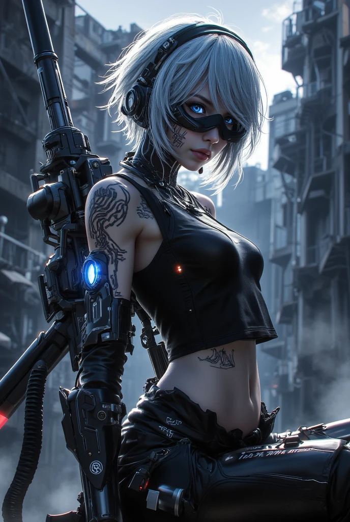 (Eyepatch on left eye:1.8)、(Cowboy Shot:1.4)、Beautiful Young Woman Space Pirate、Beautiful detailed right eye、Long detailed eyelashes、Dreadlocks、Ideal proportions、Large Breasts、Spaceship、Spaceport、arms、gun、knife、sword、Sensual pose、Provocative pose、(Highest quality、4k、8k、High resolution、masterpiece:1.2)、Super detailed、(Real、Photorealistic、Photorealistic:1.37)、Cinematic lighting、Dramatic lighting、Bright colors、Very detailed、SF、cyber punk、Digital Art、mynatalee woman