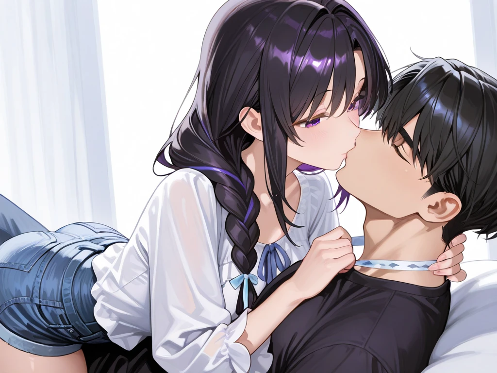 Smelling the dick Black haired Japanese woman Excited Very big dick She's putting her fingers in her pussy while smelling the dick