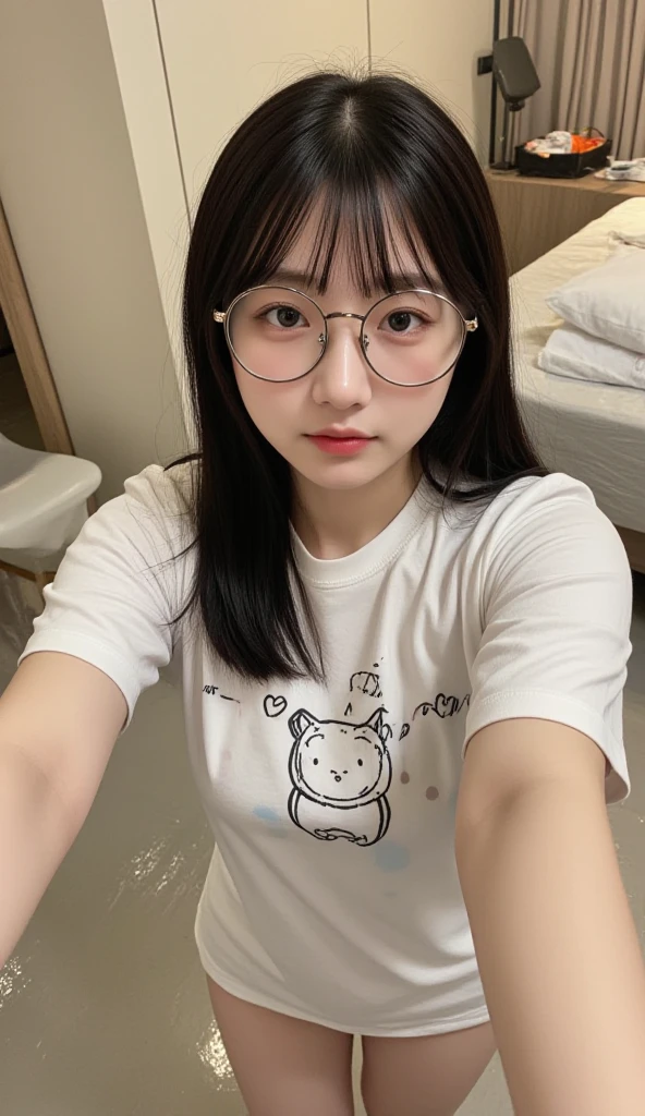 4K、Realistic depiction、Beautiful image quality、、beautiful girl、20-year-old、mouth、Baby Face、主にmouthを大きく描きます、mouthを画面の主要部分として描画します、look up、大きく開いたmouth、tongue、長いtongue、tongueをmouthから出す、mouthの中が見える、mouthを開けて喉を見せてください、Throat is visible、mouthの中が見える、大きなtongue、綺麗なtongue、Seductive eyes、Looking up、Wearing glasses