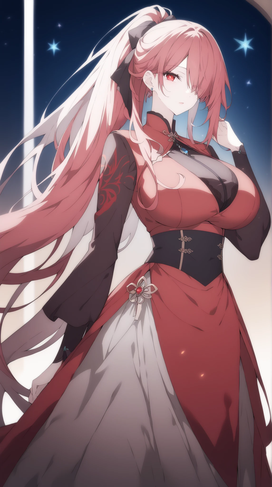 masterpiece, Highest quality:1.2),8K, 4K High Resolution, Super detailed, High-quality texture,High detail, High Quality Shadows, Beautiful and delicate face down to the last detail, Beautiful and delicate eyes、One Woman, alone、Very large breasts、Very large breasts、Very thick legs that make the chest very large、Are standing、Composition from the front、Look forward、Stand up straight,Looking into the camera、Draw a face、Depth of written boundary、smile、Show your armpits、Armpits Hands behind head