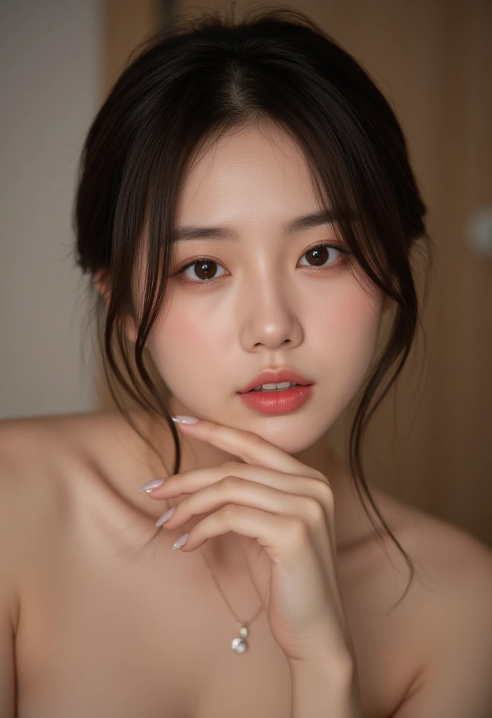 ((Highest quality, 8K, masterpiece :1.3))、Approachable、Face only、Buzzworthy faces on TikTok、 Highly detailed face and skin texture、Cute、White Skin、With bangs、Above the shoulders、Cat face
