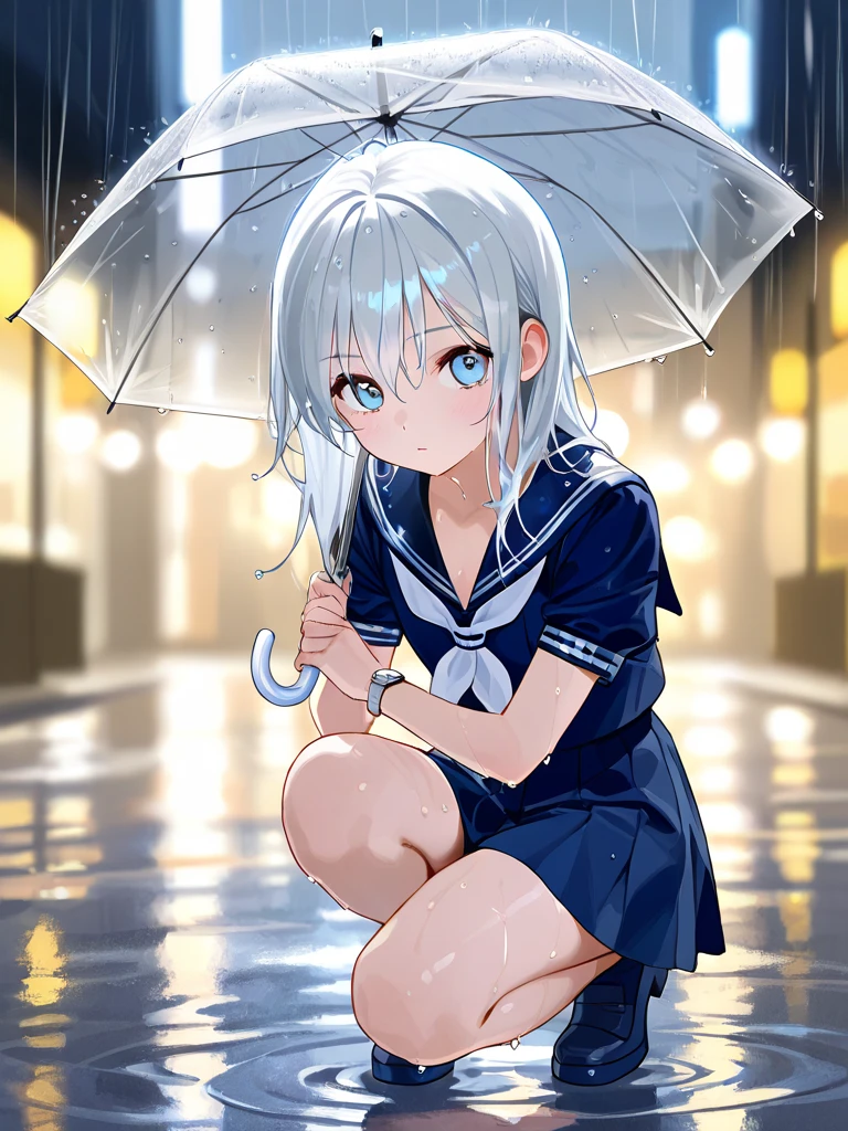 in the rain、Anime girl with blue eyes and long hair, by Yuumei, Beautiful anime portraits, 2D Anime Style, Tears in the Rain, Sad blue eyes, avatar image, Shining blue eyes, Anime Shōnen, Anime style portrait, inspired by Okumura Masanobu, Beautiful anime style, anime moe art style, anime art style, on all fours, showing the tongue