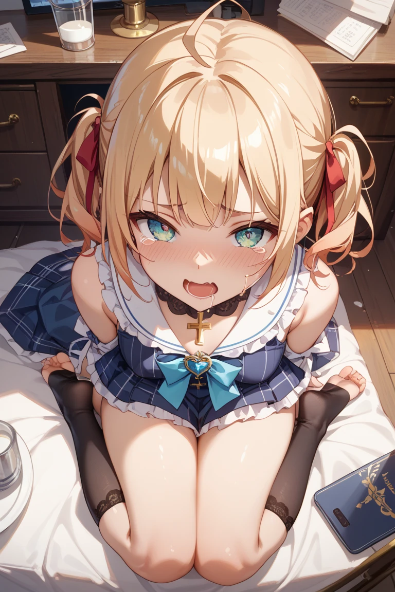 ((masterpiece, best quality)),high resolution,ultra detailed,8k,16k,detailed background, perfect lighting,detailed beautiful eyes,1girl,nsfw,embarrassed,blush,look at viewer,show off nipple,show off pussy,clitoris,steam,sweat,seductive eyes,(close up face,from above:1.2), (pov:1.4),(front view:1.2),fisheye lens,open mouth,stick tongue out,1boy,1penis,(vaginal,sex:1.3), penis in pussy,(happy smile:1.2),show off pussy,pussy juice,boy on top,face to face,in heat,spoken heart,open arms for viewer,half closed eyes
,(medium breast,slender),(fair skin,barbara,medium curly twintail,blue eyes,blond hair,short body,short stature:1.2),(association,sister dress)