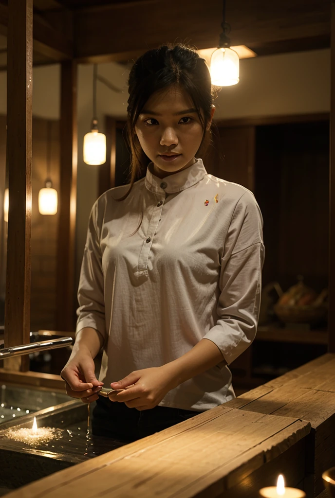 a perfect girl, assassin, gray Chinese clothes, close-up, half-body