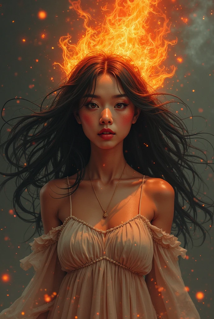 Beutiful women, comfortable atmosphere, intricately details, soft focus, minimalism and maximalism,slight light,Sparkling,Fantasy punk, Sweet and sexy, artistic, smokes, Sateen, amazing depth,Yoshitaka Amano,Emily Kyle, Jeremy Geddes, Sam Spratt, (Duality of Fire and Water:1.1), (fiery double exposure elements:1.1), A perfectly balanced masterpiece from the leader in real-time engineering