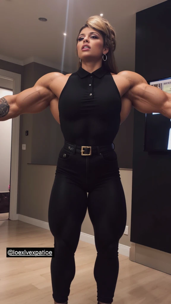 (Muscular:2.5), (thick thighs:1.9),
(black haired latina, pale skin, long hairl:1.4), beauty mark, freckles,
detailed eyes, (big smile:1.6), detailed skin,
(small breasts:1.5),
(choker, green shirt, bluejeans, bracelet:1.5),
(upper body view:1.5), (looking at viewer:1.3), (three quarter view:1.4), (from above:1.2), (standing),
(dark bedroom), rim lighting, two tone lighting, dimly lit
