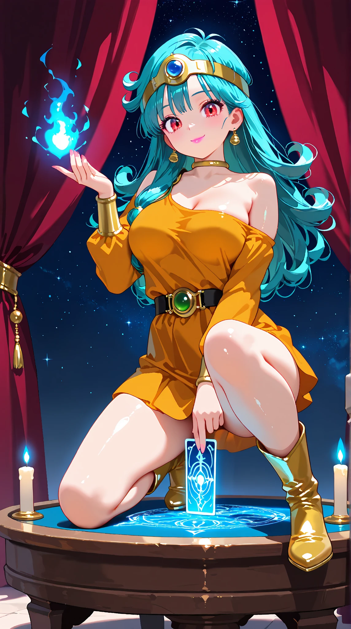 best quality, (masterpiece),(ultra-detailed), (high quality), (high resolution), (2heads:1.5), (light blue hair), (purple hair), ((yellow orange eyes)), ((blue new years dress)), full body, mature woman, gala party, ((New Year’s party)), pink drink