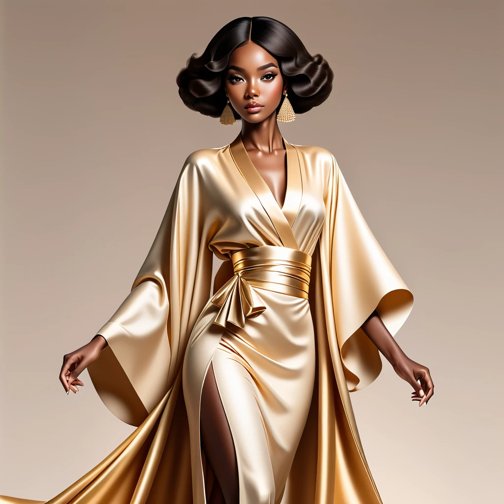 african american fashion illustration, lady with crown on fashion illustration, runaway fashion , vector illustration, full body shot