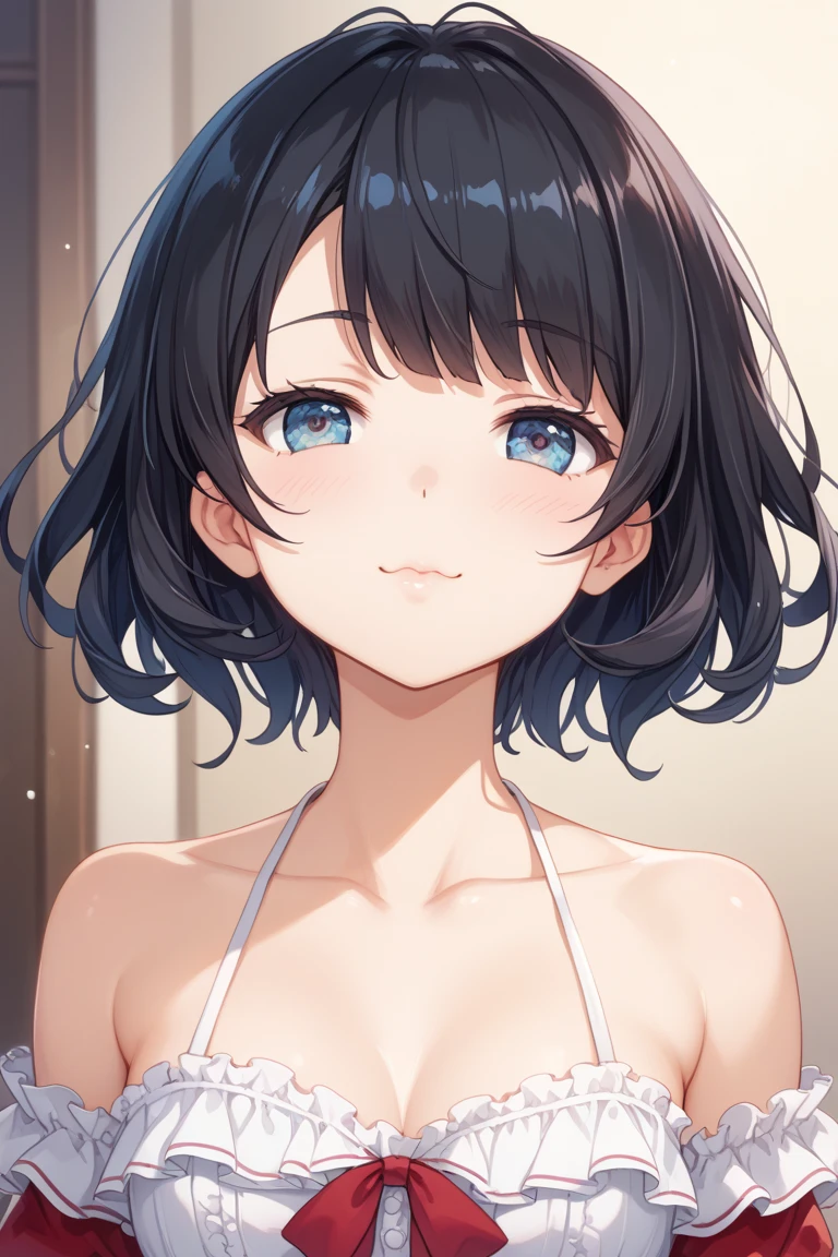 (masterpiece, face focus:1.3), (8K, Raw photography, Top image quality: 1.4), splendid and colorful, 10yo kawaii elementary school 1girl looking up and kissing to viewer、(Random hairstyles:1.2)、embarrassed with blush, showing large cleavage of the gigantic huge breast:1.2、perfect closed eyes, Super Detail Face、Eye of Detail、kissy mouth, Bring your chest together、sharp focus:1.2、pretty infant:1.3, cute loli:1.4、light brown hair、top-quality、超A high resolution、(Photorealistic:1.4)、Highly detailed and professional lighting smile、 Loose and light tanktop、Shoulder out、no bra, erect nipples high beams, serious facial expression、short-haired、Fatal position