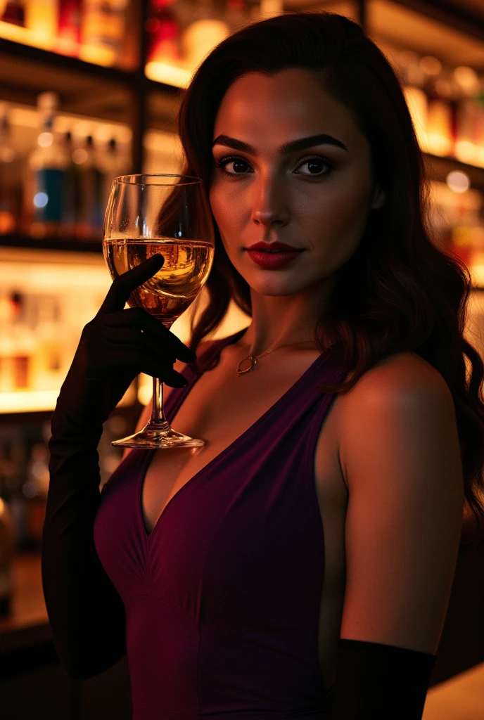 brunette woman with black hair and green eyes, five feet seven inches tall, enjoying a party
