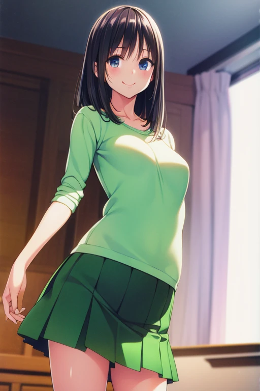 See-through、Background children's room(11 year old girl、)Attractive face、Emphasis on breast valley、She lifts her tight miniskirt to show her panties((Highest quality))Face Real、(1. Glowing Skin.4)Extreme close-up from below(((With a sexy smile)))((masterpiece)、(1. Glowing Skin.1.4)Thigh Emphasis、、((()))'、((Wearing a red tank top))(Wearing a thin, Tight mini skirt、)(Wearing grey panties)Black bob hair、Sexy pose、、Breast enlargement、(Various poses)