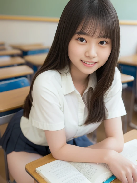 ((Highest quality)), ((masterpiece)), (Familiar), Perfect Face,Japanese,9 years old,girl,cute,(Primary school students:110%),Private elementary school,uniform,Short sleeve blouse,Checked mini skirt,school bag,In the classroom,(Top-down angle or (upskirt:40%)),(skirt lift:50%) & (Checkered skirt or (Shaved pussy:95%)),(世界で一番cutegirl:1.1),(Sometimes nipples pumping:60%),(school bag:100%),(Licking the cum:20%),(Masturbating with a tennis racket:100%)