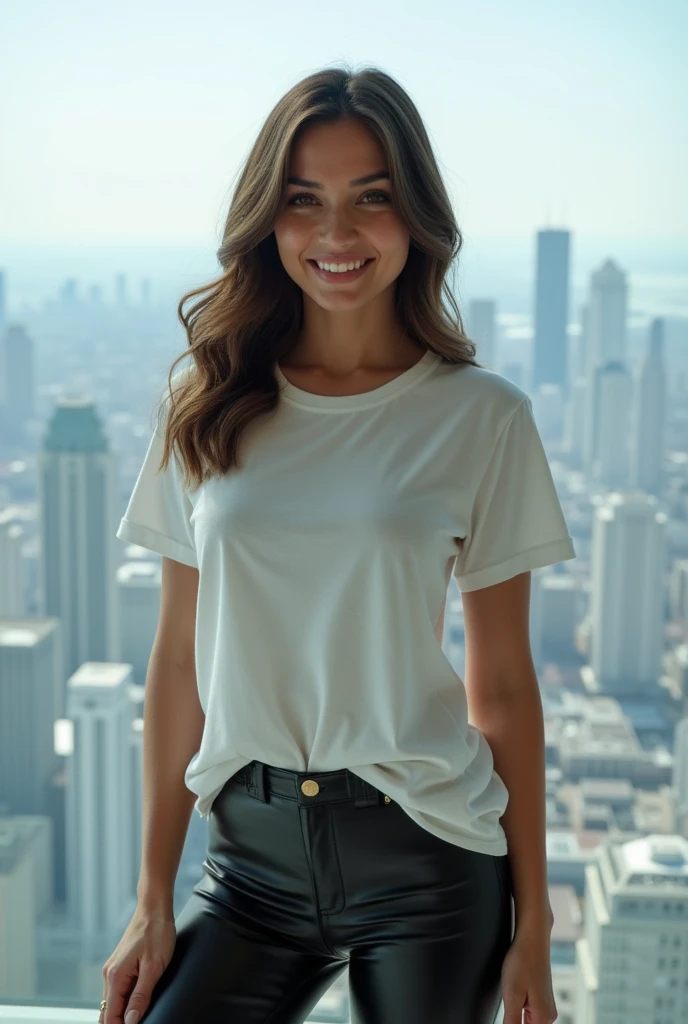 professional portrait photograph of a beautiful 35yo women with long hair(curvy body), gorgeous face, cute natural makeup, wearing blouse with flowers motif and black jeans, ((standing outside in balcony)), ultra realistic, concept art, elegant, highly detailed, intricate, sharp focus, depth of field, f/1. 8, 85mm, medium shot, mid shot, (((professionally color graded))), bright soft diffused light, (volumetric fog), trending on instagram, hdr 4k, 8k