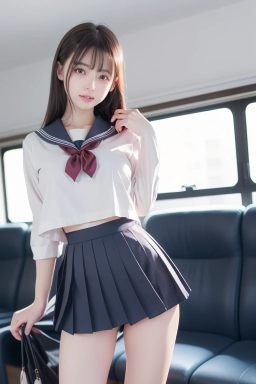 ((from below:1.2)),((High definition)),((high resolution)),((High definition)),((detailed)),((8K)),((Perfect Face)),((Perfect body)),((Realistic)),((Real)),((Realistic)),((beautiful girl)),((school uniform)),((skirt lift yourself both hands show off panties:1.4)),(cameltoe:1.2),((big breasts:1.1)),((hairstyle that shows off the forehead))、((Embarrassed expression))、Wearing pink panties、((very short skirt))、long hair、Smile with your mouth closed、Jet black hair、Dark brown eyes、Very white skin、Double eyelids、Big Eyes、Schoolyard、blue sky、sunny、