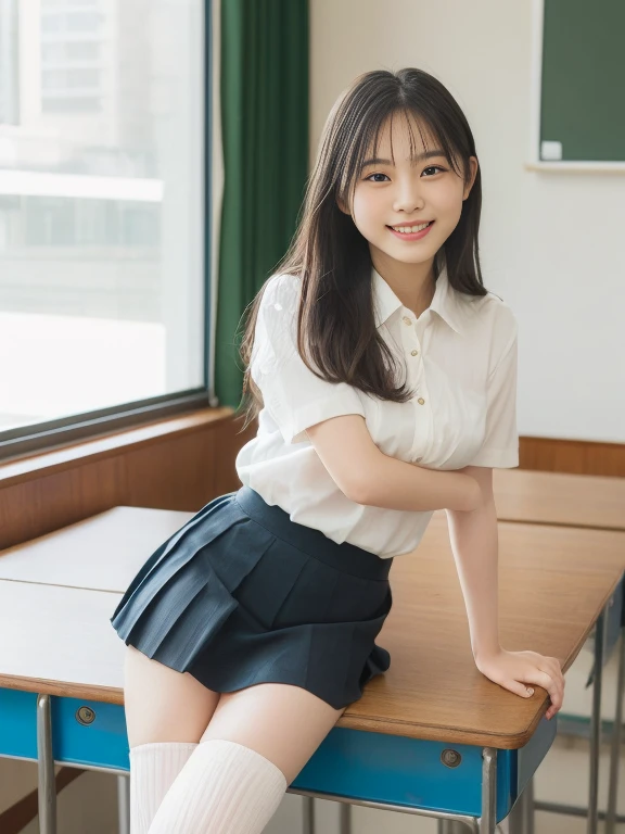 Highly detailed CG Unity 8k wallpaper、Highest quality、Ultra-detailed、masterpiece、Realistic、Photo realistic、A cute girl drawn in great detail、Cute school girl、Japanese girls uniform、Japanese 、18-year-old、(Skirt rip)、(Roll up the skirt yourself))、White panties、Panty Focus、blush、Lips parted、Looking at the audience、Semi Body Shot、crowd、From below