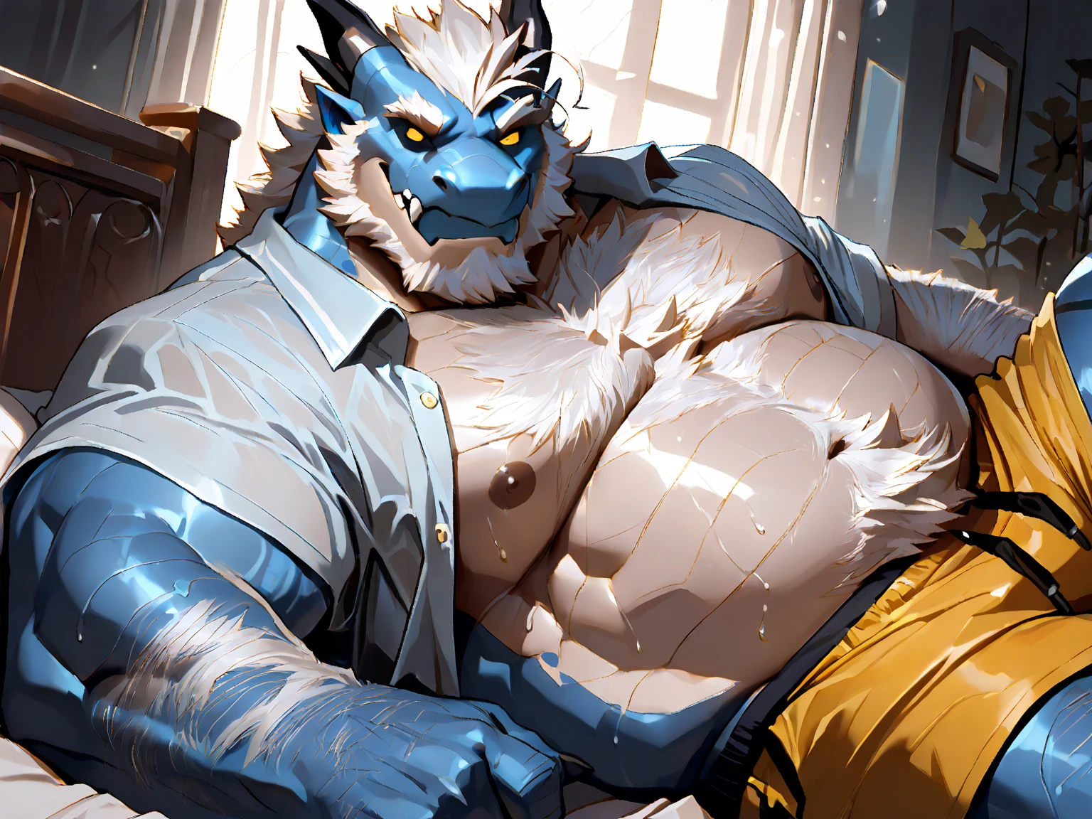 male human to typhlosion mid transformation, grotesque, solo, masterpiece, best art, full body, by darkgem, by patto, by oouna, by alpha0, white briefs, torn shirt, detailed hands, detailed eyes, detailed torso, painful expression, transformation, night, bed, pecs, abs, big muscles, hyper muscles, body size growth, muscle growth, muscle size difference, muscle tone, size difference, size transformation, veiny, sweat, aroused, precum