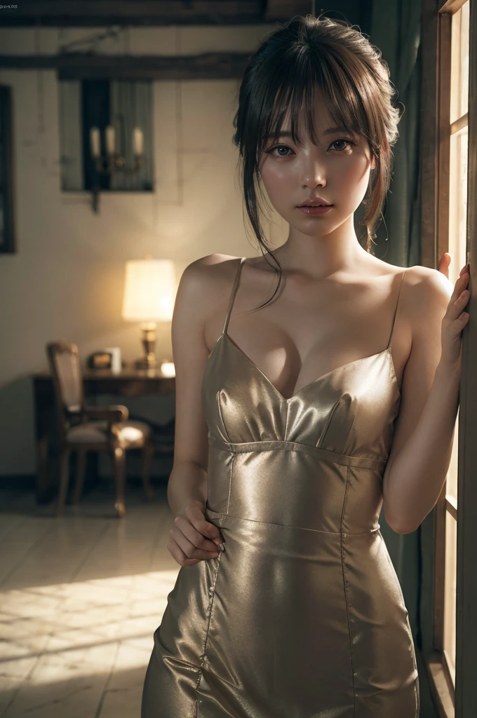 The female character has a cute face, a pink lip, curly hair, is wearing a simple and seductive outfit, and is displaying an active and expressive demeanor. The lighting and shading choices also complement the overall appearance of the character, creating a believable and immersive environment. In addition, the use of shading and lighting techniques can also add depth and dimension to the artwork, creating a more realistic and believable visual appearance. Overall, the artwork appears to be designed to evoke a sense of comfort and whimsy, as well as to focus on the main subject matter.