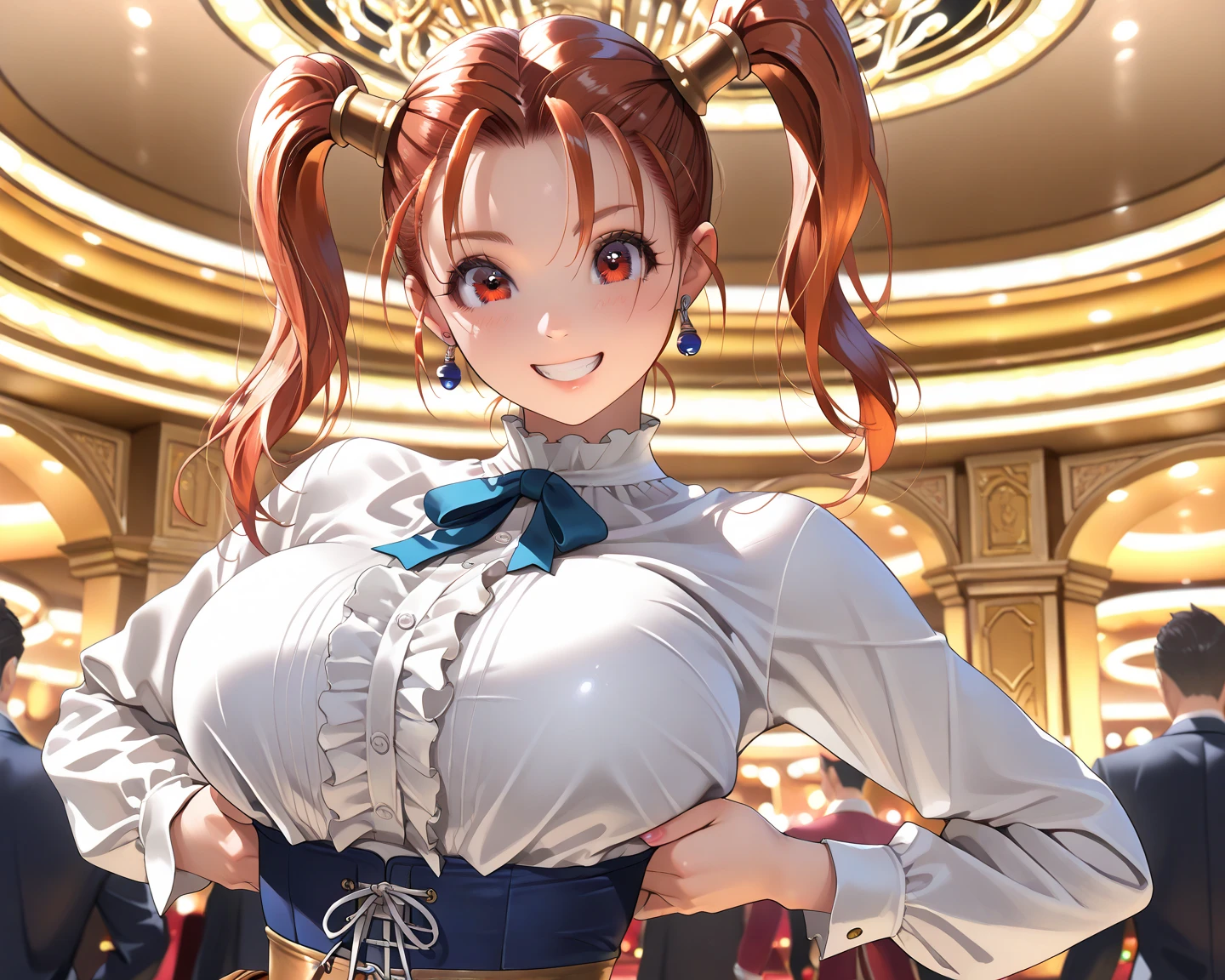 chica anime con el pelo rojo y una corbata posando para una foto, Personaje de King of Fighters, vanessa, protagonista femenina 👀 :8, Yayoi Kasuma, Arte oficial del personaje, Personaje del juego de lucha, arte oficial de SNK