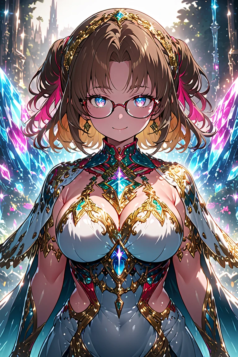World of Swords and Magic。feathered。White underwear。eye glass。a miniskirt。winking。all-fours。from the rear。