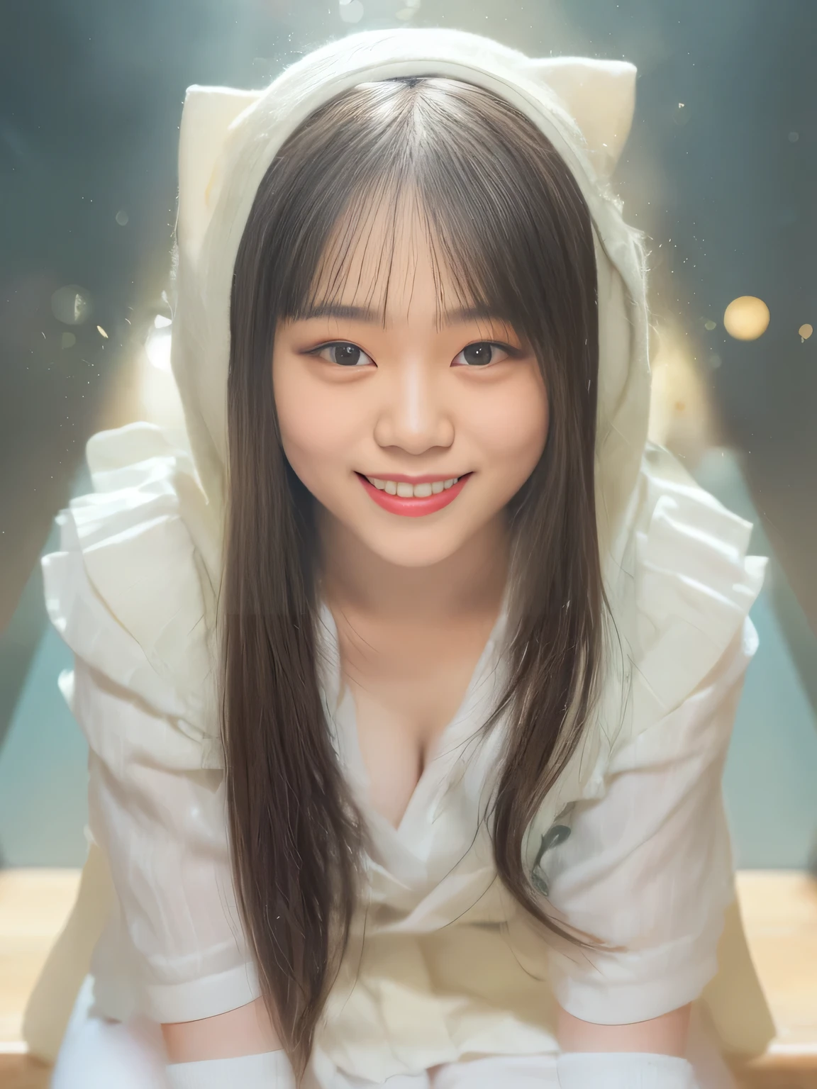 (((On the stairs inside the school building )))(((The daily life of a high school girl)))、(((best quality、highest resolution、Max Masterpiece、8k)))、(((detailed face)))(((cute face)))(((Baby Face)))(((Young contour)))(((cute eyes and nose)))、((( Blizzard 10 )))(((model body type)))(((perfect poddy line)))、(((Big Breasts 1.0)))(((Big Cleavage 1.5)))(((nsfw)))、(((long straight hair)))、(((formal school shirt with a cute smile)))(((School White Shirt )))(((pleated skirt)))(((high socks)))、(((Dynamic posing 5.0)))(((seductive sitting on stairs)))(((captivating smile )))(((Play with your smartphone)))(((5.0)))