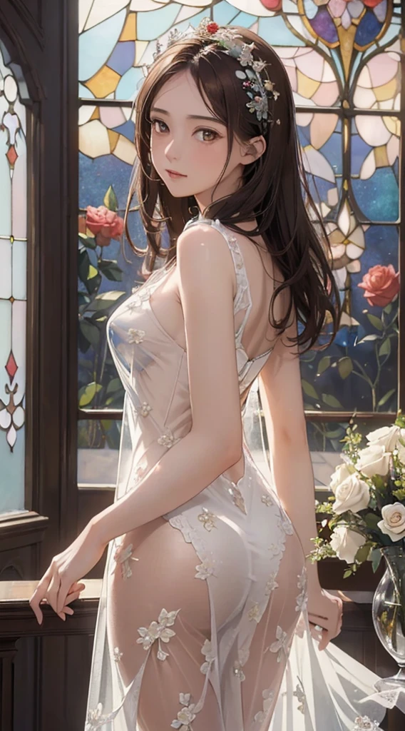 (On a table, number art, Digital illustration, 4K, 8K, ultra - detailed, Beautiful image, Sharp Images, realistically, RAW photos, is a perfect face, Perfect lines, perfect  eyes, gentlesoftlighting) 1人の女性, (Light brown hair,hair-bun,innocent look,droopy eyebrows,Teary eyes,with a round face,Round Chin、pure,Cute little turtle,largeeyes,natural makeup,smile kindly,E杯,23-year-old female:1.3),Two handsome guys in suits, (human character,Man in suit,Muscular,Shoulders broad and firm, Man's,Childlike hairstyles,man in his 30s，The expression is grim,28-year-old man，The smile is bright:1.2),antique furnitures,ancient antiques,antique chair,Chandeliers,crystal glass,Luxury,dreamy light,marble fireplace,(embarrassed from,Smile shyly,White lily bouquet:1.2),antique sofa,a leather sofa,this kiss、kisses、A couple、couple kissing、𝓡𝓸𝓶𝓪𝓷𝓽𝓲𝓬、Plain white dress、Weddings、gender、soaked pubic hair、 、Overflowing、A slight smil、cute little、report,Full body painting,(a woman and a man,possessed :1.5),(human character, Man's,rub girl&#39;S:1.2),Cheek staining、Panting Face、embarressed、Noudi、begging、Not in the mood、Greedy expression,soaked pubic hair、 xen、Open your crotch、Cheek staining、Panting Face、embarressed、Noudi、begging、Not in the mood、Greedy expression,soaked pubic hair、 xen、Open your crotch、revcowgirl、Boroli、Chest fluttering、lace underwear big breasts、Take off your underwear、pure pubic hair、Roll up the hem of your pajamas、Public area display、Plugins、 quilt、After stripping off and exposing inner clothes、licking ear、Ella、My fingers are wet.....................、Glowing face、Soaked with sweat、