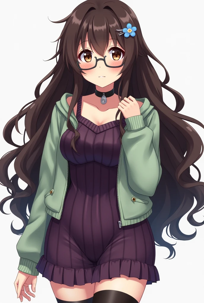 (((4K,8K,Highest quality,Perfect Fingers:1.3,Perfect ???????:1.3,Background Blur))),12 years old.woman,((Four fingers and thumb:1.3)),((Perfect human hand:1.3)),((The right number of limbs:1.3)),(alone),futabasakura, futaba sakura, Black Hair, Glasses, Long Hair,(Blunt bangs:1.1),(Purple eyes:1.1), black Knee socks, Fur trim, fur-trimmed Jacket, green Jacket, Jacket, Off the shoulder, off-shoulder shirt, shirt, t-shirt, Knee socks,((Large sagging ???????)),(((Sweat:1.3))),(blush),super oily,View your viewers,((forest:1.3)),((Dark Sky:1.3)), Contrasting,Smiling Kindly, Spread your arms, Cowboy Shot, No sleeve,長い??の上にNo sleeve,(figure:0.8), (Beautiful attention to detail:1.3), Highly detailed face, Highly detailed CG, young,Thigh gap,(I want to ???),(Wet ??????),((Blurred Background:1.3)),(Detailed Background:1.1),