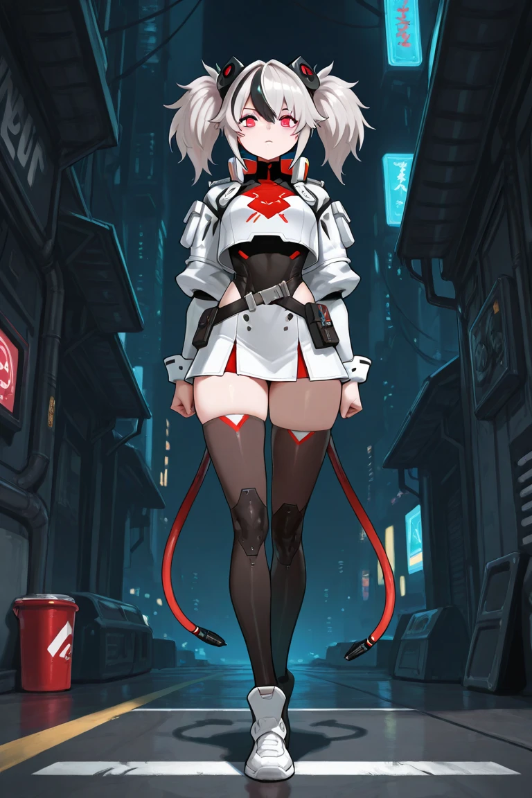 1 girl, alone, Whole body,Black eyebrows, Shiny Hair, (Iridescent white hair), Earrings, bangs, gem, mask, Brantbang, Red eyes,Blurred, hair ornaments, short hair, Side Lock,Platform boots,No pussy v pussy no panbelly n