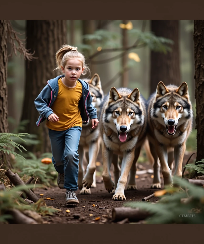 A large wolf mounting a little girl