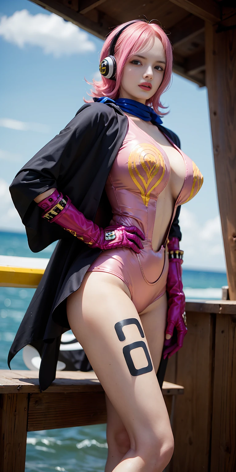See-through leotard、See-through racing skirt、Transparent nipples、Face masks、Pussy line、Ocean、Purple Hair